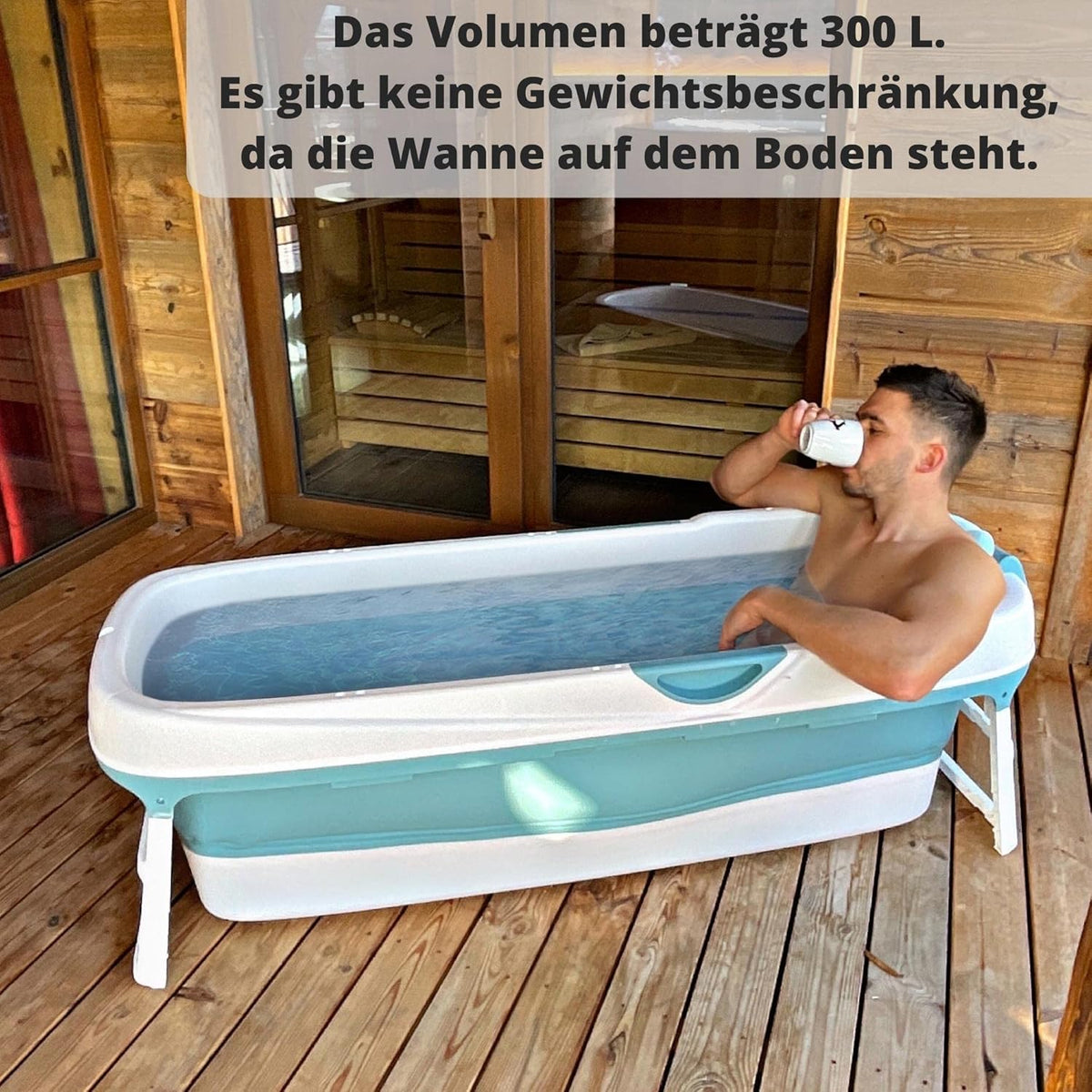 CRS Opvouwbare badkuip voor volwassenen, inklapbaar mobiel bad, ideaal voor kleine badkamers, draagbaar bad om neer te zetten, 158 x 62 x 52 cm, blauw