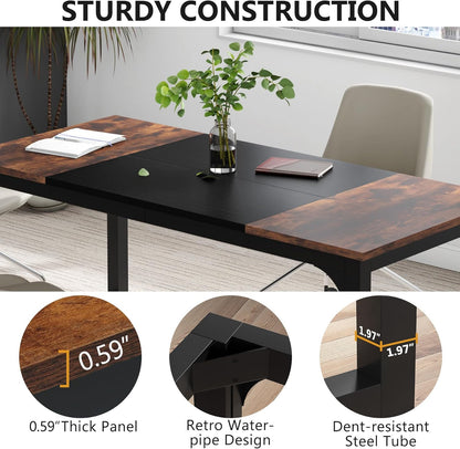 Tribesigns Computer Desk 160x80CM Large Industrial Desk for Home Office, PC and Laptop Workstation with Spacious Worktop and Leg Space, Sturdy Metal Frame (Rustic Brown)