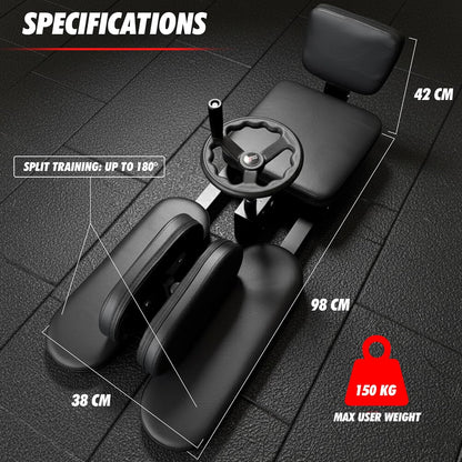 Beenstretcher - heavy-duty splitmachine tot 180 graden flexibiliteit - verstelbare 3-bar beenspreider voor ballet, yoga en vechtsporten - compacte home-gym split-trainer, 150 kg
