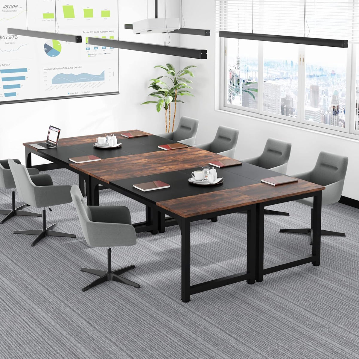 Tribesigns Computer Desk 160x80CM Large Industrial Desk for Home Office, PC and Laptop Workstation with Spacious Worktop and Leg Space, Sturdy Metal Frame (Rustic Brown)
