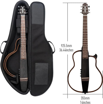 SONICAKE QGT-01 Elektrische akoestische gitaar, draagbare behuizing van massief mahonie, eenvoudig te monteren frame, multi-corpus vorm, sim-preamp, Gigbag en accessoires