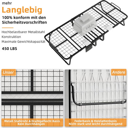 Deluxe opklapbed (incl. 13 cm dik traagschuimmatras), inklapbaar logeerbed, volwassenen 80 x 190 cm, metalen klapframe, versterkt metalen rooster, stofbestendige opbergtas, belastbaarheid 200 kg