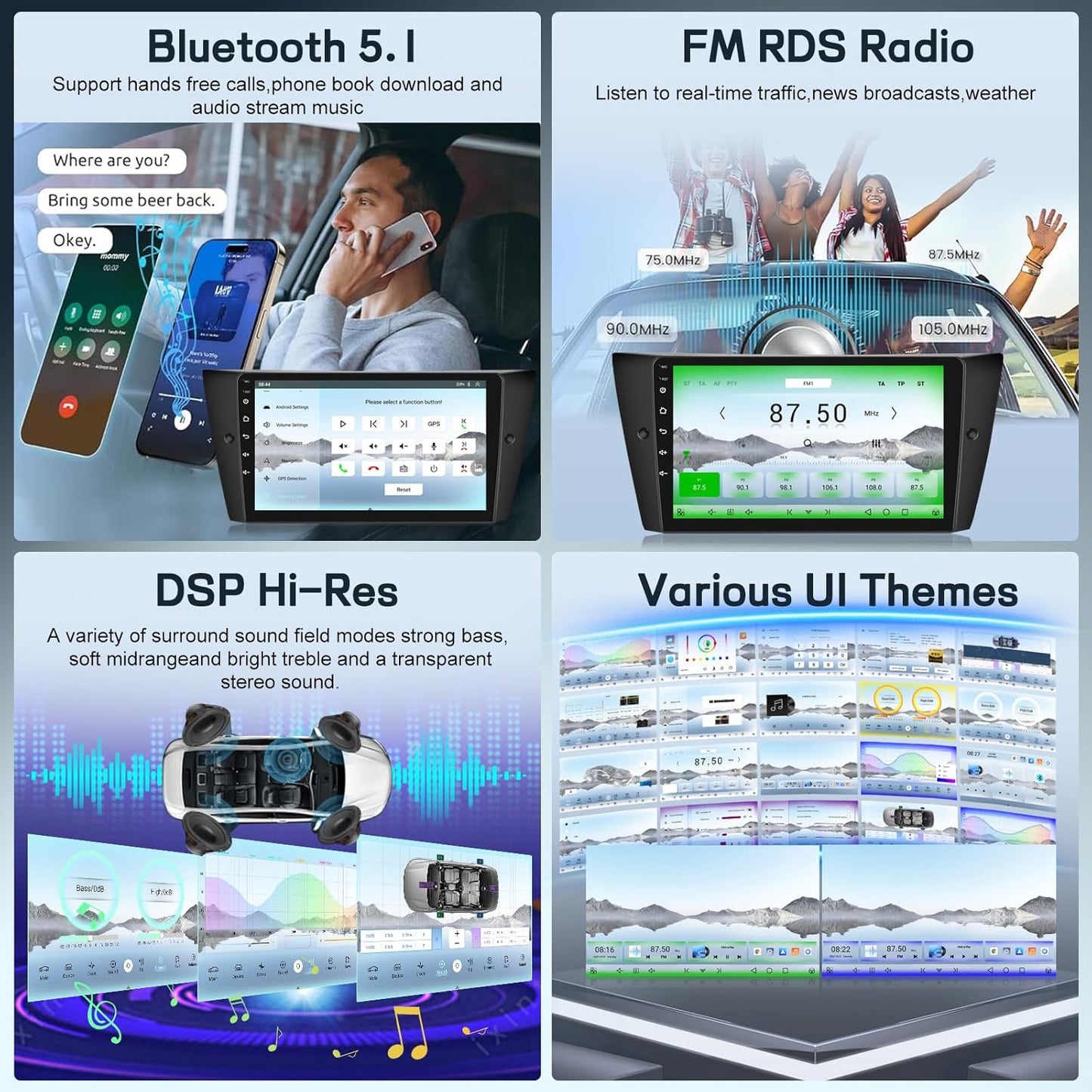 Android Autoradio – Multimedia Systeem – Navigatie Unit – Touchscreen Radio – 9 Inch – 8-Core Qualcomm Processor – Draadloze CarPlay & Android Auto