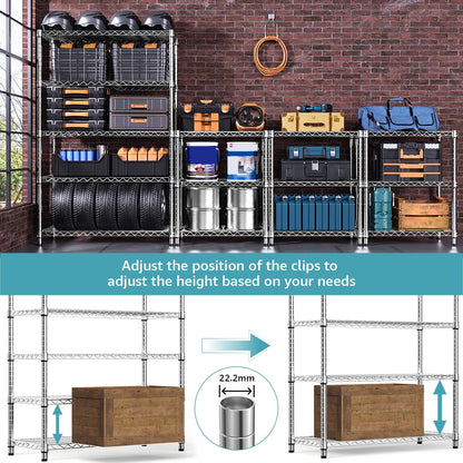 MZG Stalen Opslagrekken 5-Tier Utility Rekken Unit Stalen Organizer Draadrek voor Thuis, Keuken, Kantoor, Garage, 17,7 "D x 47,2 "B x 72,3 "H
