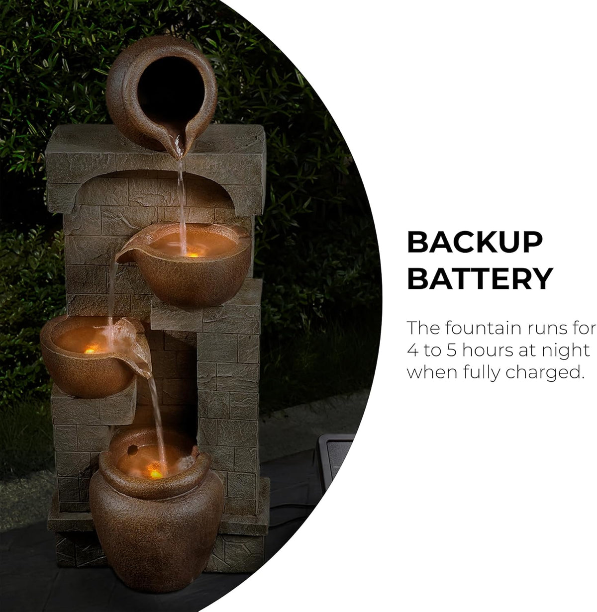 Teamson Home Buiten Tuin Water Fontein - Waterornament - Zonne-Energie - 4 Lagen Pot Ontwerp - Waterval - Tuindecoratie - Binnen & Buiten - Met Pomp - 31 x 26.2 x 72.4 (cm)