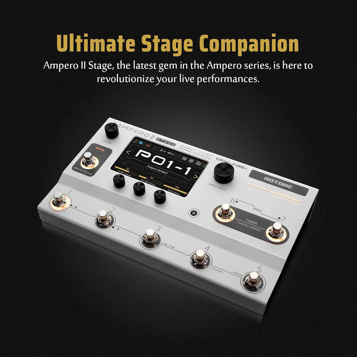 HOTONE Ampero II Stage Gitaar Bass Multi-Effect Processor met Touchscreen Gitaar Bass Versterker Modellering IR Boxes Simulatie met FX Loop MIDI I/O Stereo OTG USB Audio Interface Ampero II Stage