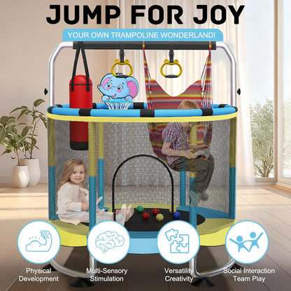 trampoline kinderen rond blauw