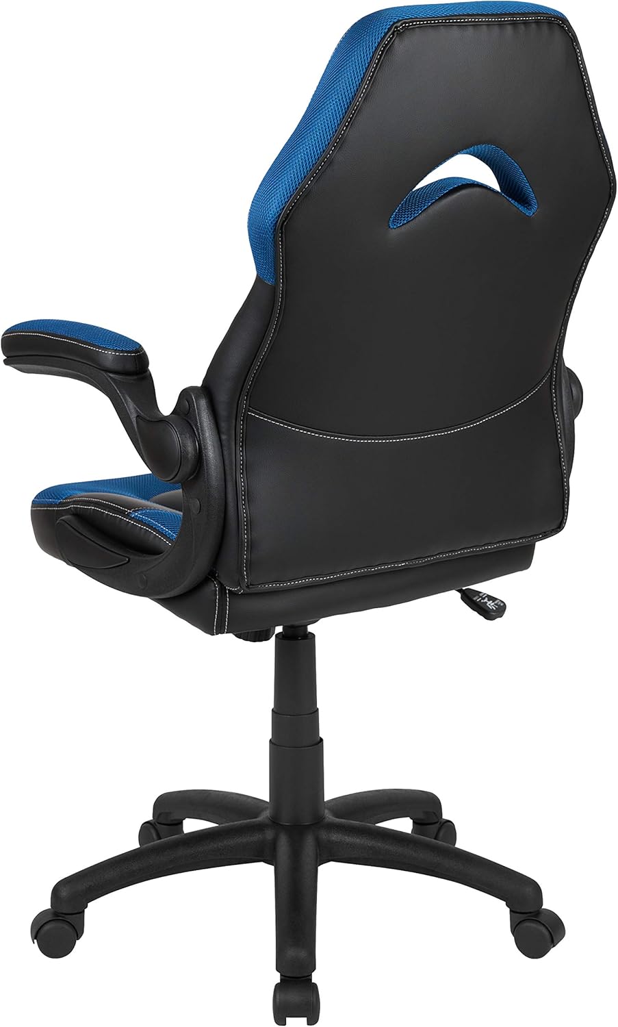 Flash Furniture X10 Gamingstoel, ergonomische bureaustoel voor pc- en gaming-setups, verstelbare gamerstoel met rugsteun, LeatherSoft, blauw/zwart - QUORE