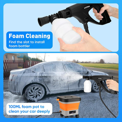 Draadloze hogedrukreiniger – Opvouwbare reiniger – Sproeier – Waterpistool – Terrasreiniger – 13L Tank – 7 Instelbare Drukniveaus tot 660 PSI