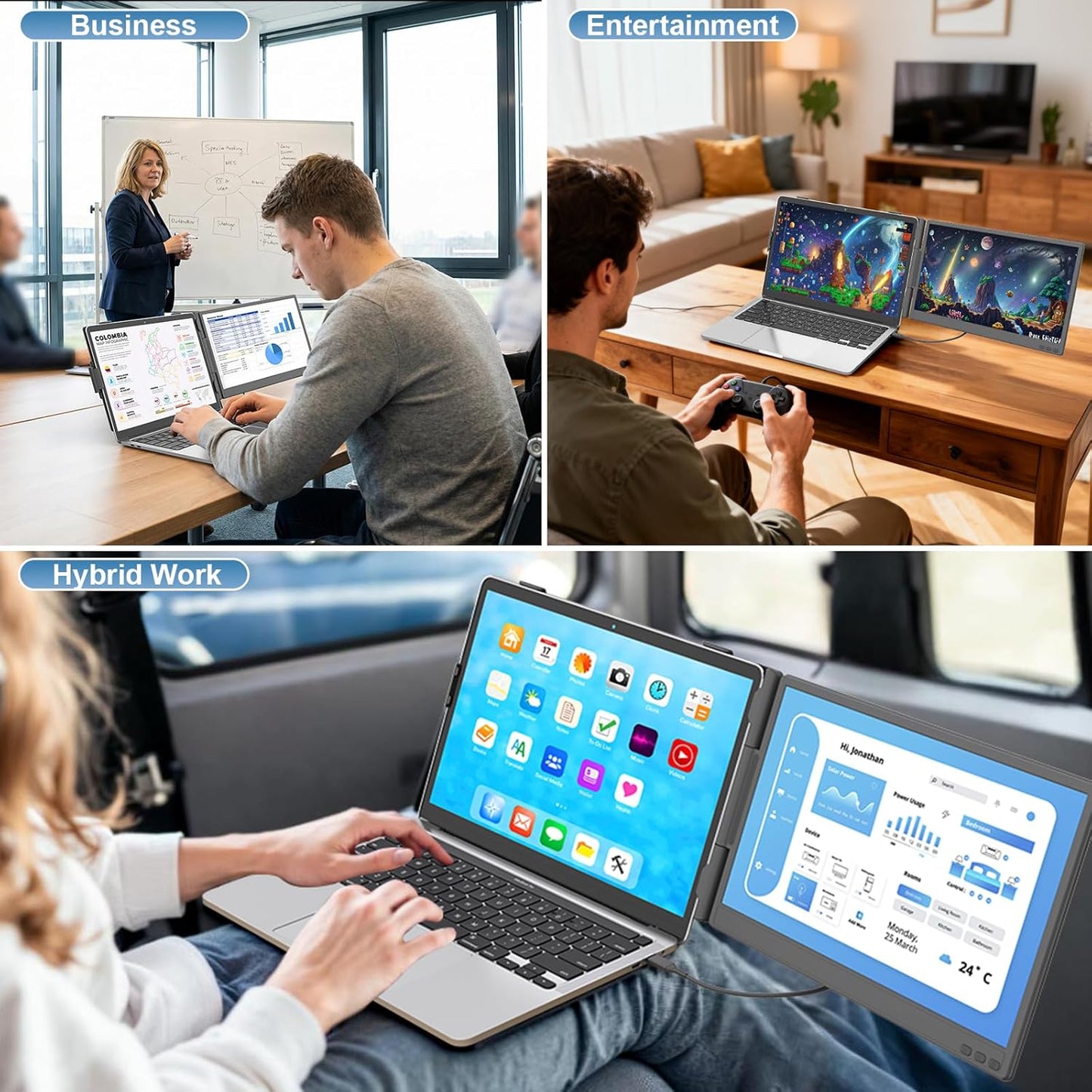 Laptopschermverlenging – Schermvergroter – Laptop Extensie – Monitor Uitbreiding – USB Schermuitbreiding – 14 Inch – Lichtgewicht 0,88 KG