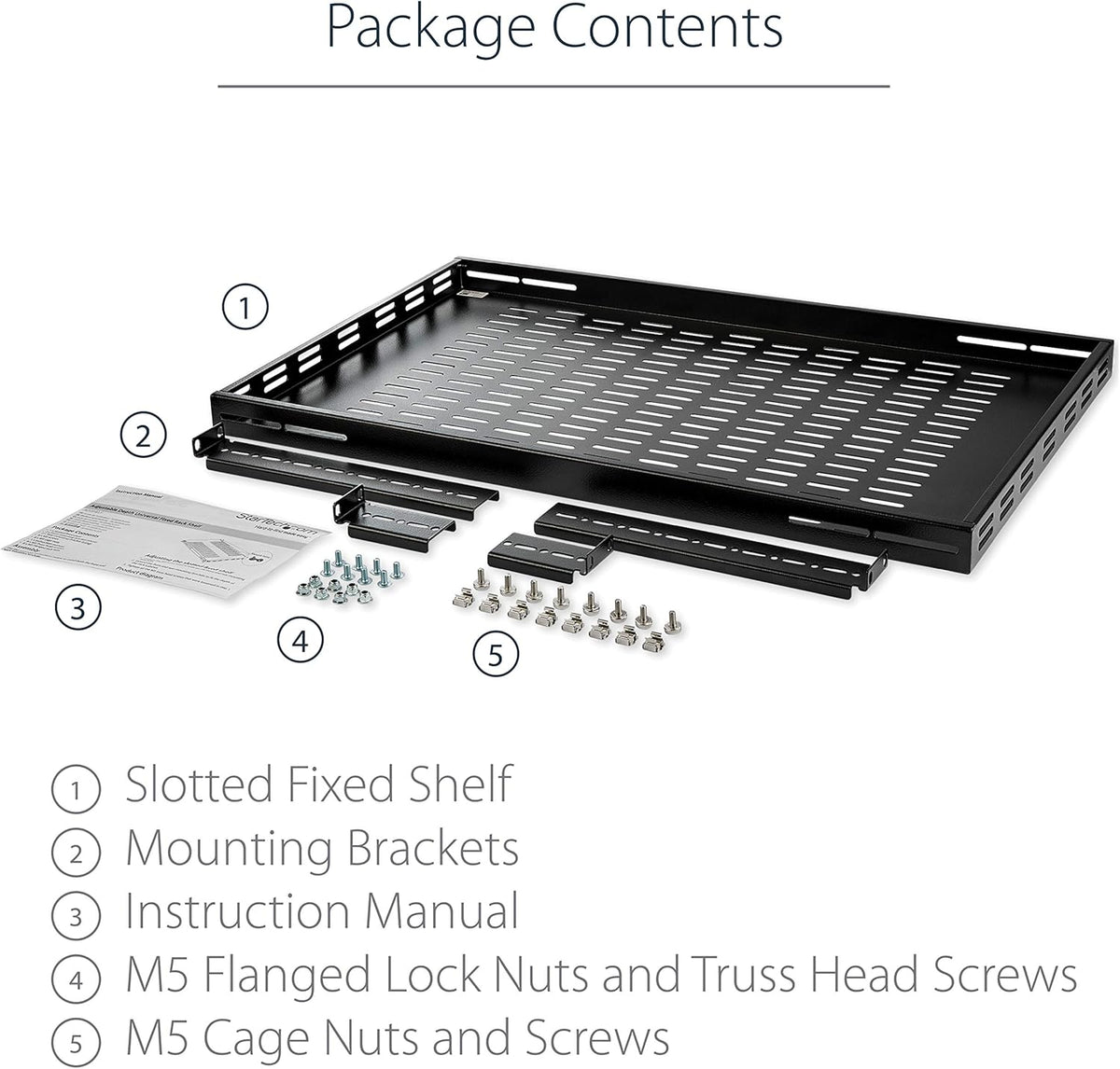StarTech.com 1 HE Verstelbaar geperforeerd server rack mount opbergvak - 80 kg - 49 tot 97 cm instelbare inbouwdiepte universeel opbergvak voor 19" AV/netwerkkast - 70 cm diep (ADJSHELF)