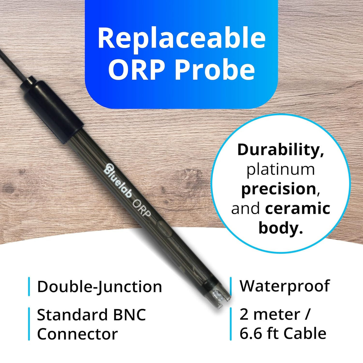 Bluelab ORP-meetinstrument – draagbare redoxpotentiaalmeter (ORP) met verlicht display, verwisselbare sonde en 2 m kabel voor bewaking van de waterkwaliteit