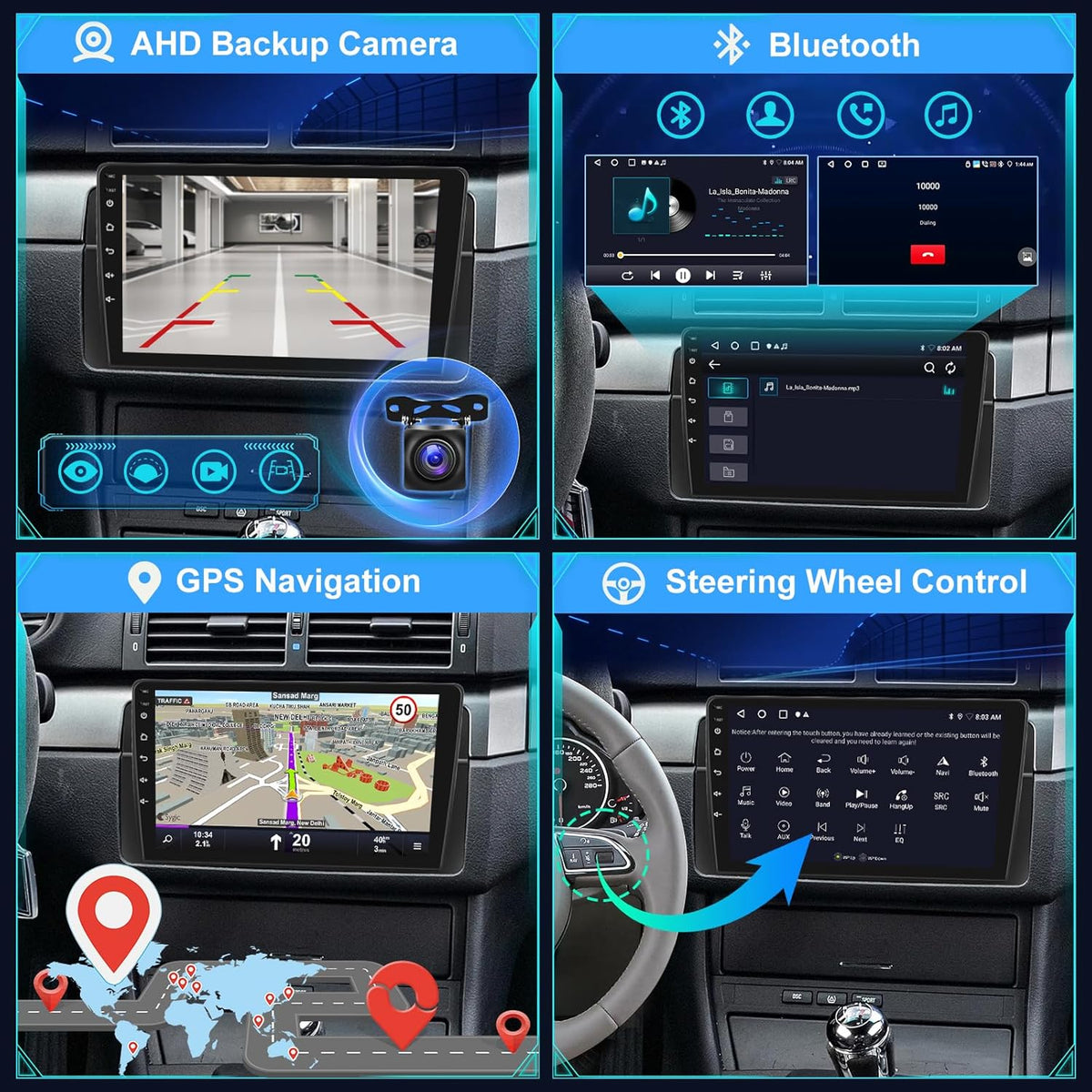 [2+64G]Android 13 Autoradio voor BMW E46 Series 3 1999-2005 met Wireless Carplay & Android Auto - 9 Inch Touchscreen Autoradio met WiFi GPS Mirror Link DSP FM/RDS Radio SWC + AHD Achteruitrijcamera