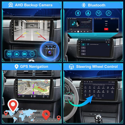 [2+64G]Android 13 Autoradio voor BMW E46 Series 3 1999-2005 met Wireless Carplay & Android Auto - 9 Inch Touchscreen Autoradio met WiFi GPS Mirror Link DSP FM/RDS Radio SWC + AHD Achteruitrijcamera