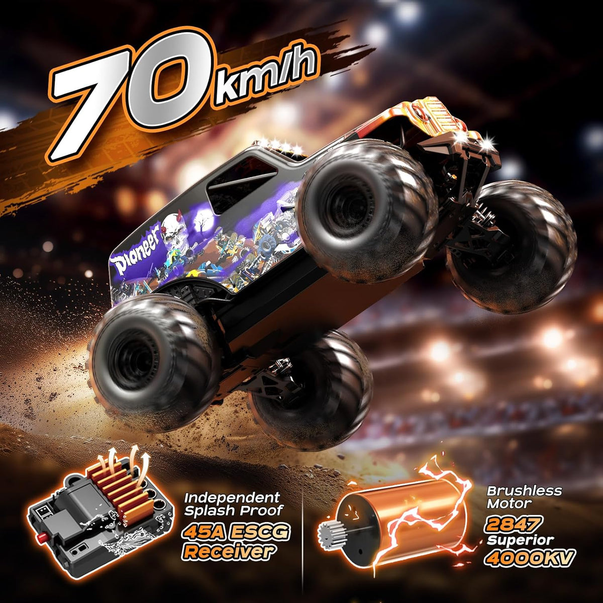 1/14 Brushless RC Auto – RC Wagen – RC Truck – RC Modelauto – RC Buggy – 70 km/u Topsnelheid – Olie Schokdempers - QUORE