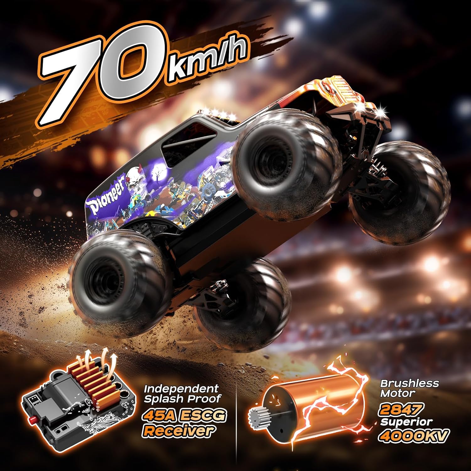 1/14 Brushless RC Auto – RC Wagen – RC Truck – RC Modelauto – RC Buggy – 70 km/u Topsnelheid – Olie Schokdempers - QUORE
