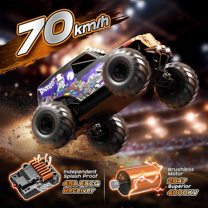 1/14 Brushless RC Auto – RC Wagen – RC Truck – RC Modelauto – RC Buggy – 70 km/u Topsnelheid – Olie Schokdempers - QUORE