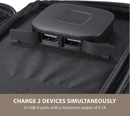 ELECOM NESTOUT Draagbaar zonnepaneel, dubbele USB-A-poorten, 28 W stroomgeneratielader voor telefoon kamperen, duurzaam waterbestendig ripstop nylon, opvouwbaar, lichtgewicht, verstelbare standaards