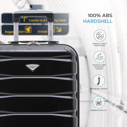 Flight Knight 55x35x25cm Lichtgewicht ABS met 4 koffers, koffer Handbagage Handbagage Goedgekeurd ryanair, easyjet, KLM