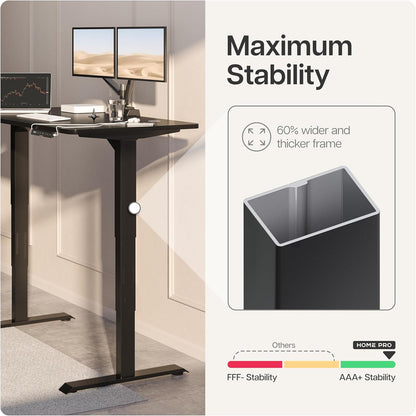 Desktronic HomePro Frame in hoogte verstelbaar bureauframe - elektrisch in hoogte verstelbaar bureau met fluisterstille dubbele motor en touchscreen - hoog draagvermogen - zwart