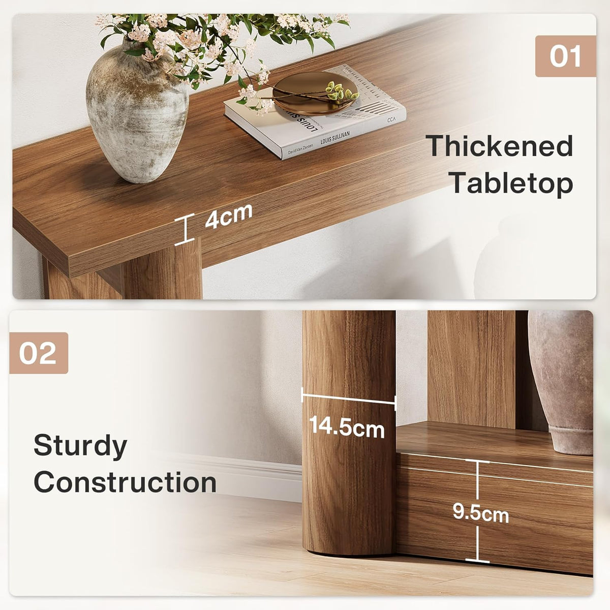Tribesigns Console Table, Narrow Hallway Table, Long Sofa Table Behind the Sofa, 2-Step Entrance Table, Side Table for Hallway, Entrance, Living Room, Rustic Brown