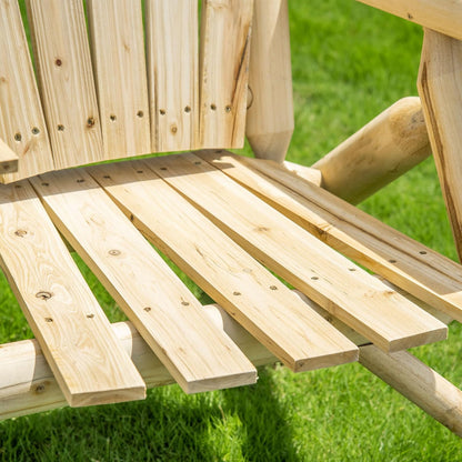 Outsunny Garden Bench with Table, Garden Furniture, Sofa, 2 Chairs, Solid Wood, Natural, 157 x 88 x 103 cm - QUORE