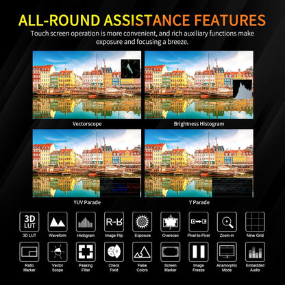 7 Inch Cameramonitor – Field Monitor – Monitorscherm – DSLR Monitor – Videomonitor – 1600 Nits Touchscreen – 12G-SDI HDMI 2.0 Cross Conversion