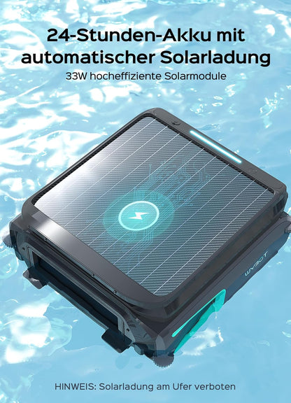 WYBOT F1 Solar Pool Skimmer, zwembadrobot met accu, ultrastil, app-bediening, voor alle zwembaden, zwart-groen (oplader niet inbegrepen, zie speciale aanbieding)