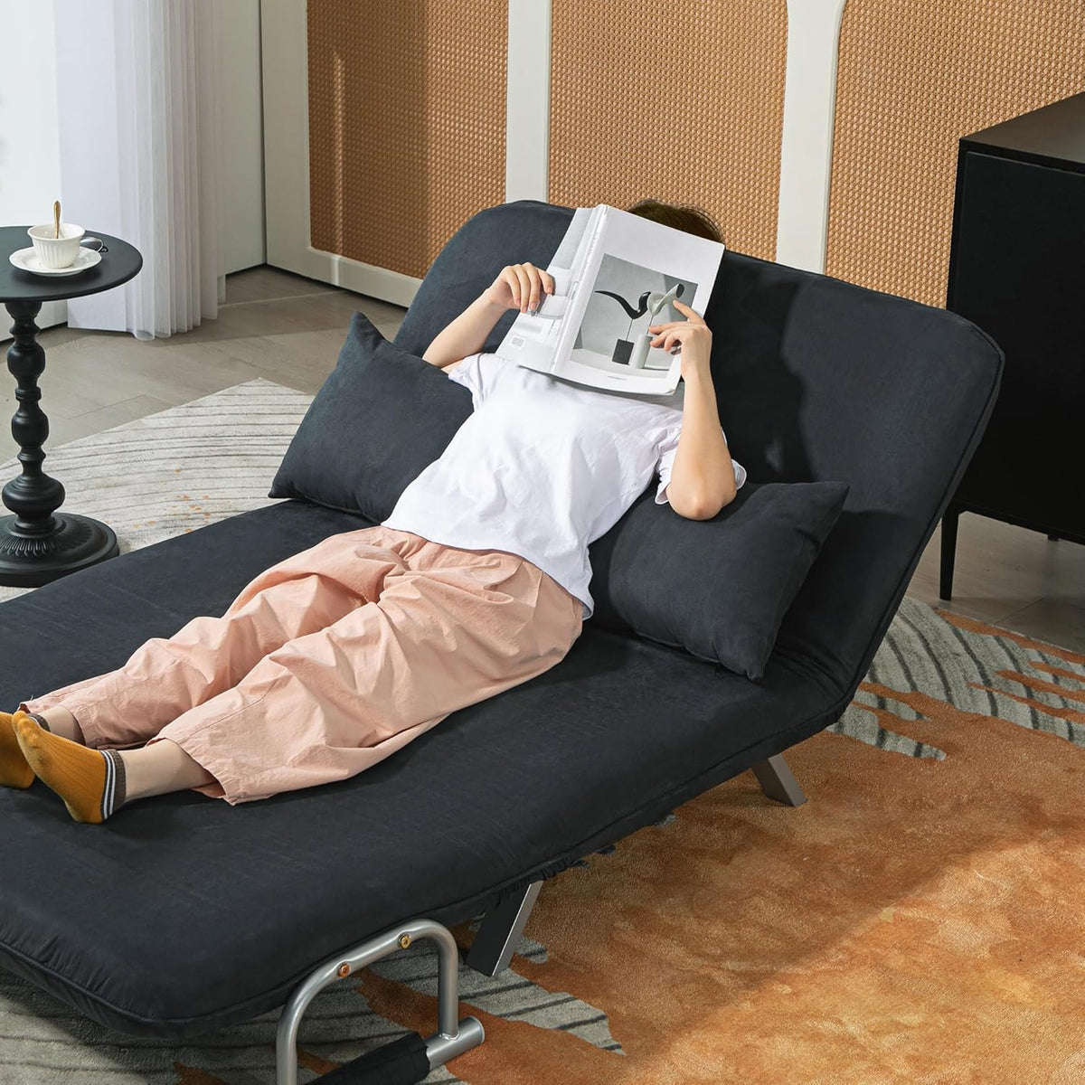 3-in-1 Slaapbank – Slaapbankje – Bedbank – Zetelbed – Slaapzetel – Verstelbare Rugleuning 5-standen – Compact 185x105 cm Fluwelen Bekleding