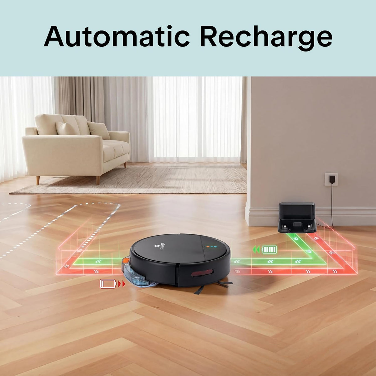 SereneLife Smart Robot Vacuum Cleaner with Mop Function – App Control, 3 Cleaning Modes, Anti-fall Sensors, Automatic Charging, 700Pa Suction Power, Ideal for Pets, Carpet & Hard Floors – Black - QUORE