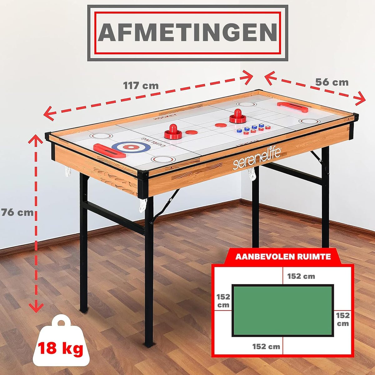 SereneLife Multi Game Table 4-in-1 - Multifunctional Playtable-Foldable Arcade Games with Accessories-Table Tennis-Air Hockey- Pool/Billiards and Shuffleboard-All Age Groups - QUORE