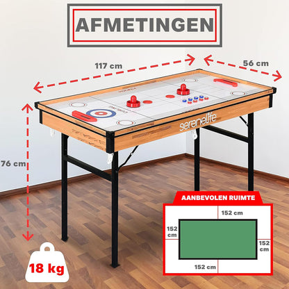 SereneLife Multi Game Table 4-in-1 - Multifunctional Playtable-Foldable Arcade Games with Accessories-Table Tennis-Air Hockey- Pool/Billiards and Shuffleboard-All Age Groups - QUORE