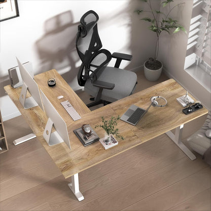 L-vormig Staande Hoekbureau – Elektrisch Verstelbaar Bureau – Zit Sta Bureau – Hoekbureau Kantoor – Bureau Met Hoek – 160x140 cm – Slim Geheugenpaneel Met Antibotsing