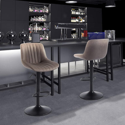 Youhauchair Barkrukken Set van 2, In Hoogte Verstelbare Barkruk met Rugleuning, PU Lederen Barstoelen Bar Stool, Moderne Barstoel Keuken Kruk, Bruin