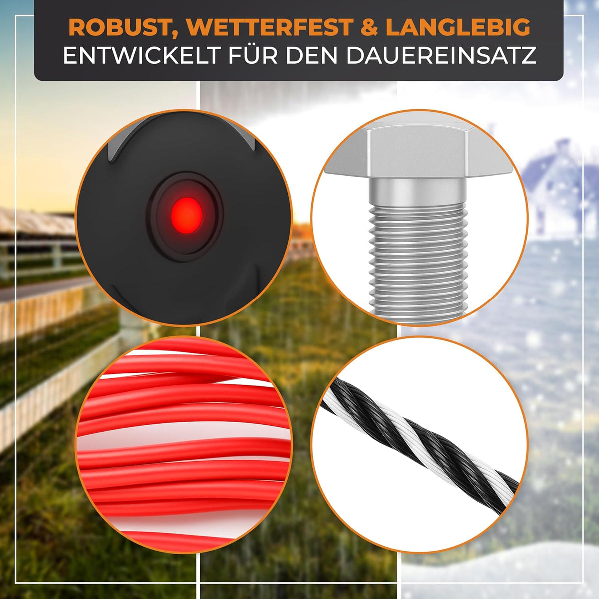 Hobby-wilgenhek starterset Ellofence - wilgenafrastering, wilgenband 200 m, grondpaal, isolatoren, tester