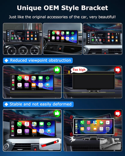 【4-in-1】Carplay Android Auto Scherm voor in de Auto met YouTube/Netflix/Tiktok, Exclusieve Houder 10,26 inch Carplay-scherm Car Play Autoradio met Achteruitrijcamera Dual-band WLAN, Bluetooth