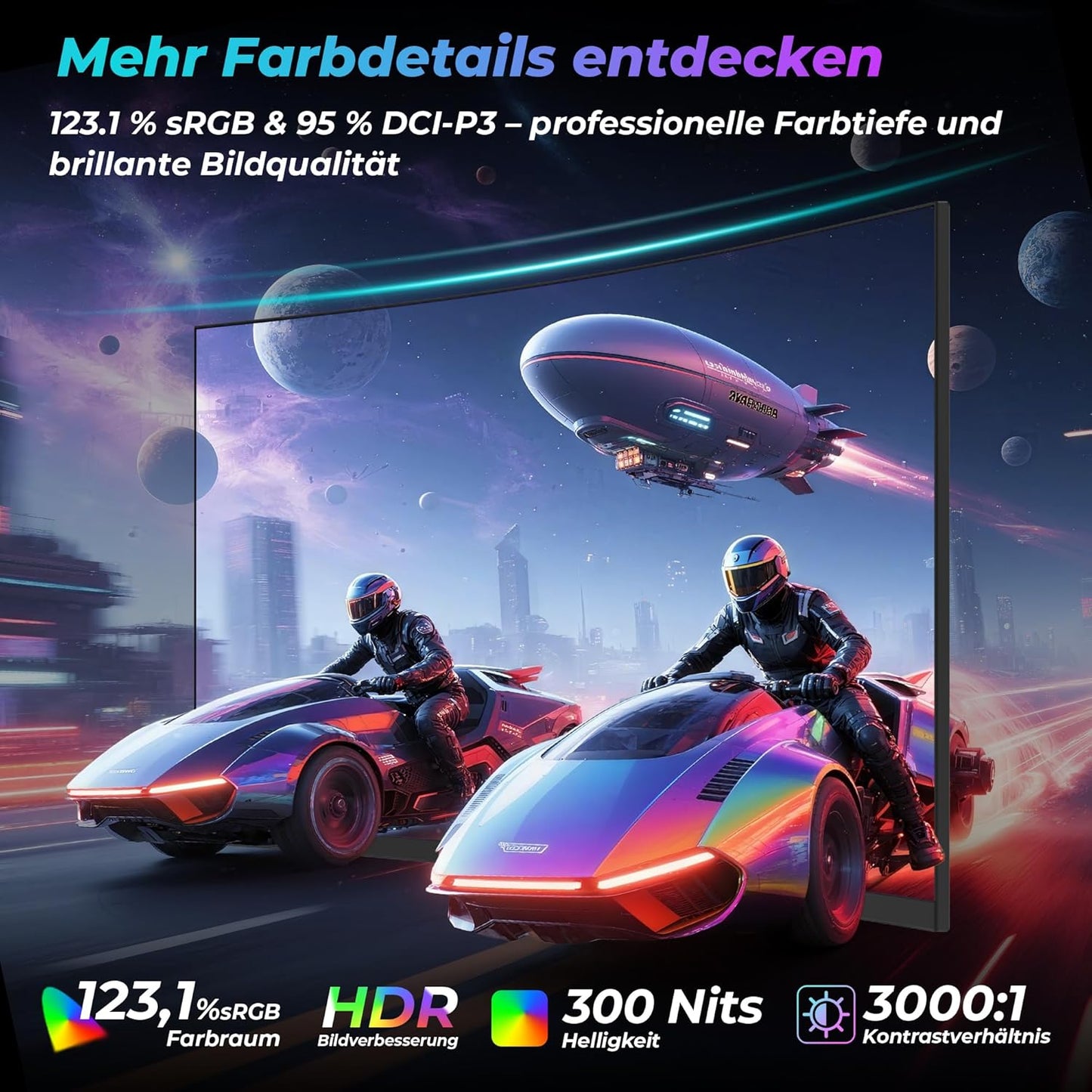 LC-Power LC-M27FC Gaming Monitor 27 inch Curvo, FHD 1920x1080, 180 Hz, 1ms MPRT, VA Panel Ultra Rapid, 123,1% sRGB, HDR, AMD FreeSync, hellingshoek verstelbaar, HDMI 2.0/DP1.4, VESA 100x100