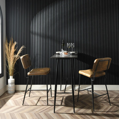 MEUBLE COSY Barkrukken, set van 2 barstoel, zithoogte 69 cm, met rugleuning en voetensteun van suède, voor bar, bistro, café, keuken, industrieel, bruin, 51x46x102cm