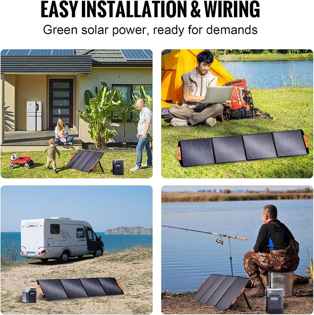 VEVOR 200 W zonnepaneelkit, 18 V, monokristallijn zonnepaneel, waterdicht ETFE-oppervlak (IP67), zonne-installatie, omzettingssnelheid van 23%, inclusief 4-in-1 MC4-adapterkabel, ideaal voor campers,