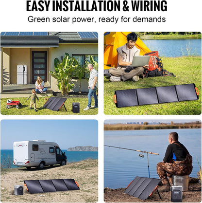 VEVOR 200 W zonnepaneelkit, 18 V, monokristallijn zonnepaneel, waterdicht ETFE-oppervlak (IP67), zonne-installatie, omzettingssnelheid van 23%, inclusief 4-in-1 MC4-adapterkabel, ideaal voor campers,