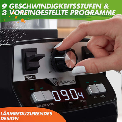 NUTRI-BLENDER MAX Blenders met kan 2000 W standmixer smoothie smoothiemaker professionele mixer blender - 2L Tritan, BPA-vrij, 9 niveaus, digitale timer