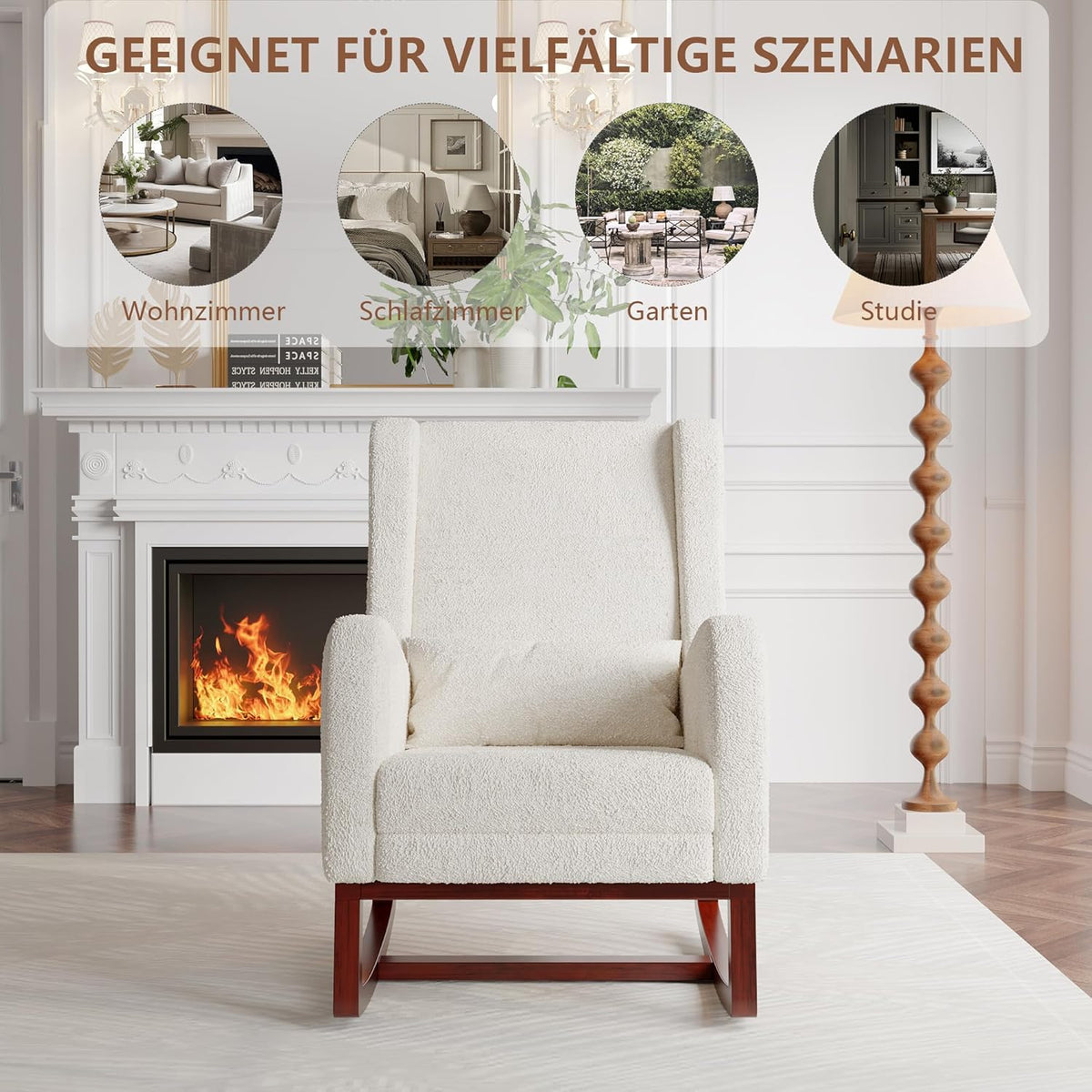 Schommelstoel – Relaxstoel – Loungefauteuil – Schommelfauteuil – Leunstoel – Verstelbare Voetensteun – Hoogwaardige Cashmere Bekleding