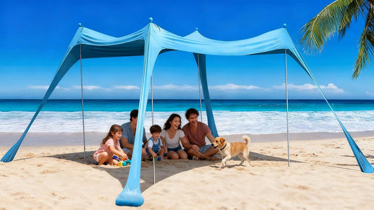 Beach Tent Canopy Sunscreen 10x10 FT Anti-UV Portable Umbrella (Blue, XL)