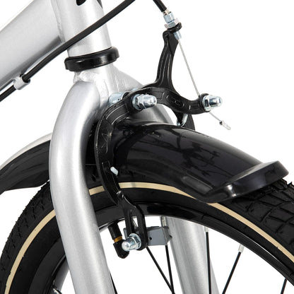 STITCH Vintage 20 inch kinderfiets voor jongens en meisjes van 9-11 jaar, met stabilisator en standaard, zilver