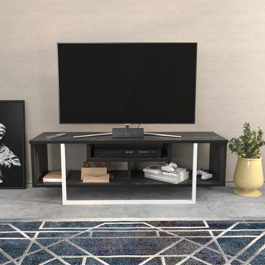 Hanah Home Stijlvolle tv-standaard, zwart & wit, 120 x 35,2 x 40,2 cm, 100% melamine gecoat verdeelbord, 18 mm dik, modern design voor woonkamer en entertainmentruimtes