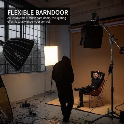 FEELWORLD FSL65 65cm lantaarn Softbox, LED Studio Licht Softbox, Foto Set Accessoires, Bowens Mount, met Stoffen Schuurdeuren Draagtas, voor Fotografie Selfie Live Streaming Interview Verlichting