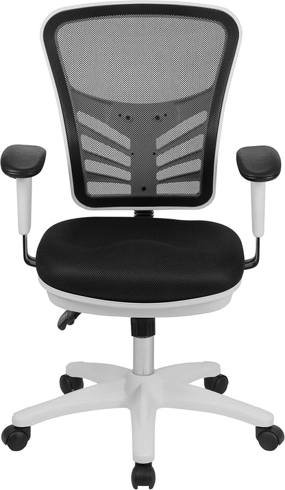 Bureaustoel – Office Chair – Werkstoel – Gaming Stoel – Draaistoel – Ergonomisch Mesh – Verstelbare Armleuningen – Wit Frame