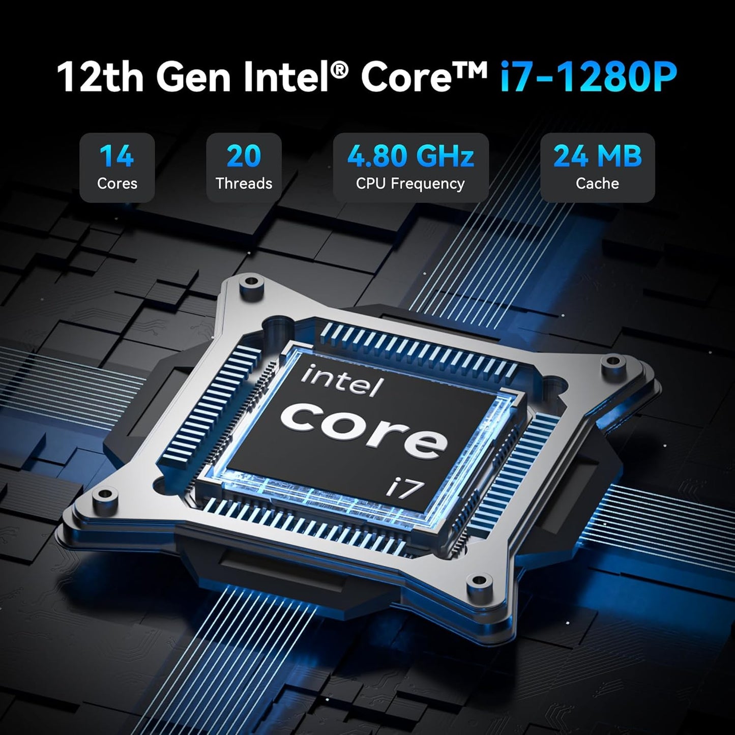 GEEKOM IT12 2026 Edition Mini PC, met Intel Core i7-1280P, 16GB RAM, 1TB SSD, Windows 11 Pro, 3 Jaar Ondersteuning, Iris Xe GPU, Compact Desktop PC met 2x USB4, 4K Quad Display, SD-Kaartlezer