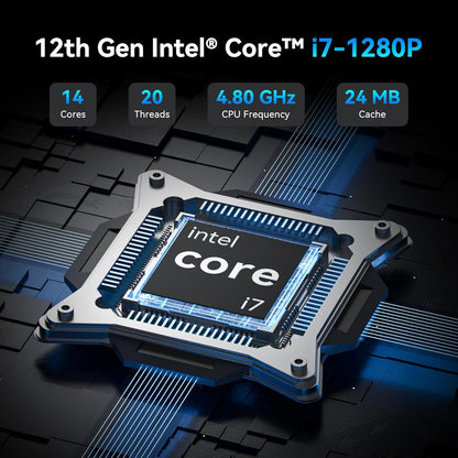 GEEKOM IT12 2026 Edition Mini PC, met Intel Core i7-1280P, 16GB RAM, 1TB SSD, Windows 11 Pro, 3 Jaar Ondersteuning, Iris Xe GPU, Compact Desktop PC met 2x USB4, 4K Quad Display, SD-Kaartlezer