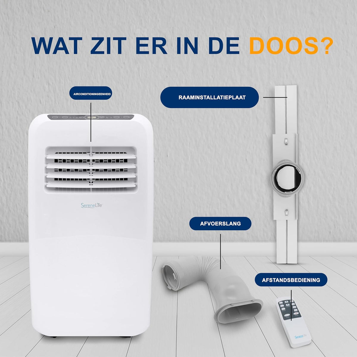 Mobiele Airconditioner Wit – Draagbare Airco, Mobiele Airco, Airconditioner, Airco Zonder Vaste Installatie – 7000 BTU Voor Ruimtes Tot 32 M² – 3-In-1 Koelen, Ontvochtigen En Ventileren